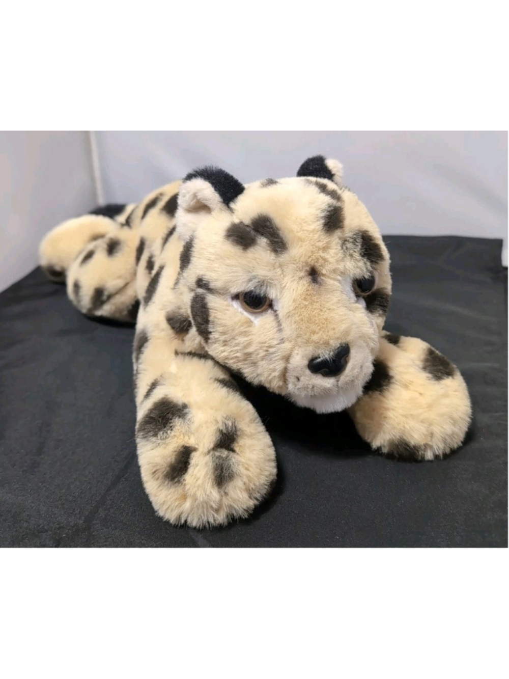 FAO Schwarz Cheetah Leopard Plush Laying Jungle Stuffed Animal Toy 16" Spotted